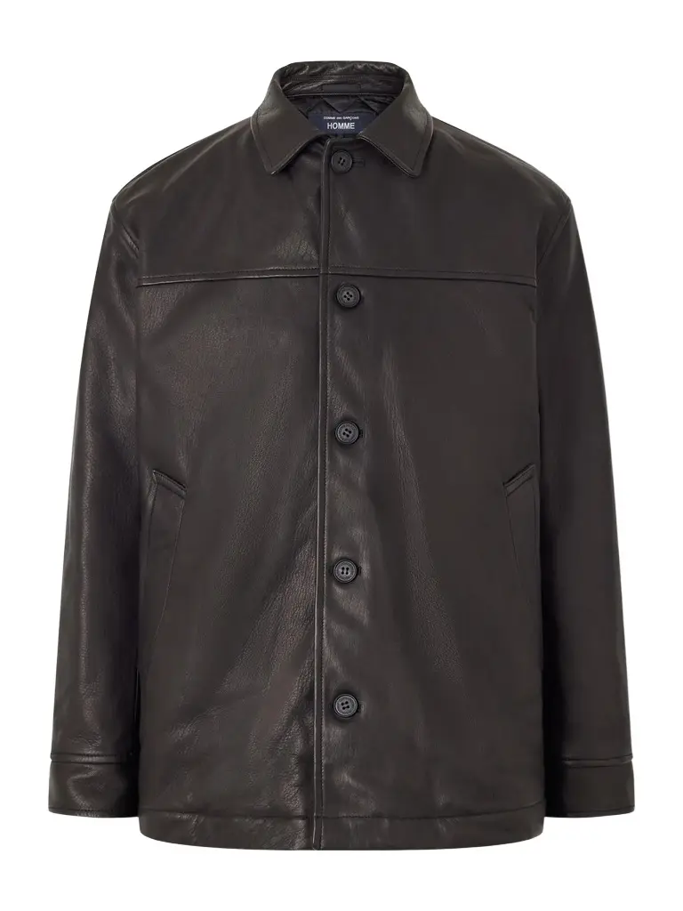 COMME des GARCONS HOMME Padded Oiled-Leather Jacket - Men
