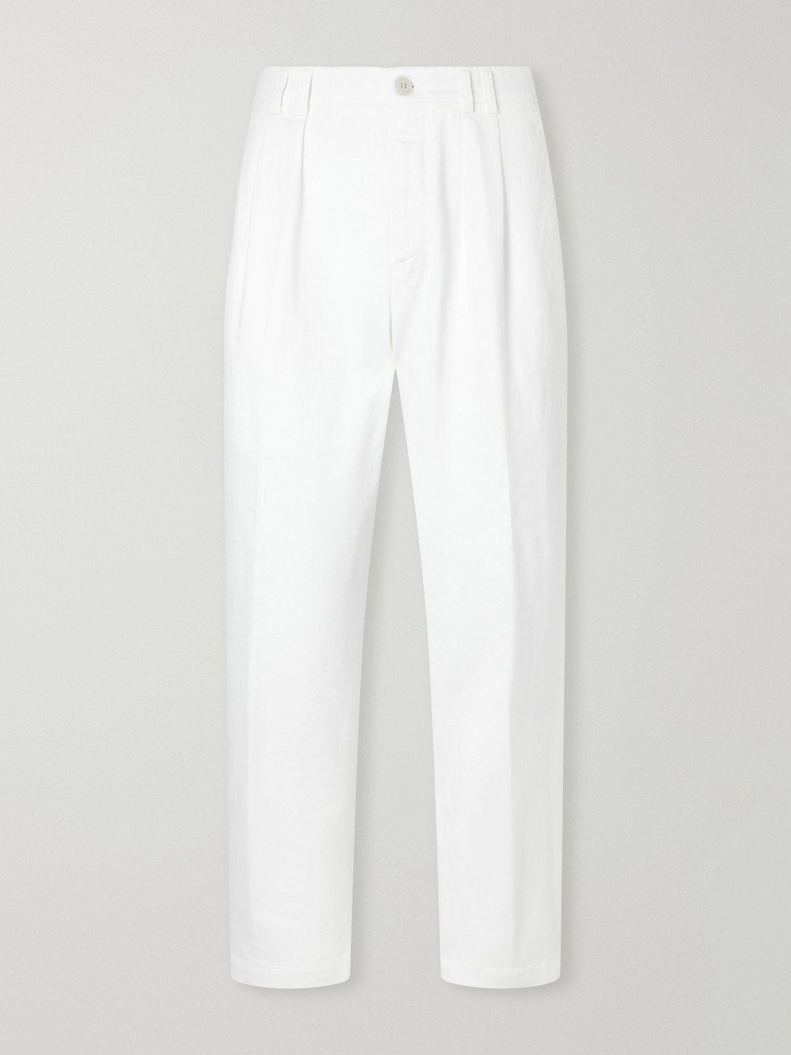 Canali Tapered Pleated Cotton-Twill Trousers - Men