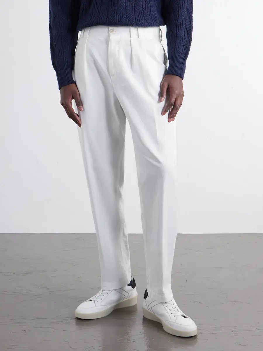 Canali Tapered Pleated Cotton-Twill Trousers - Men | Thumbnail 3 Canali Tapered Pleated Cotton-Twill Trousers - Men | Thumbnail 3
