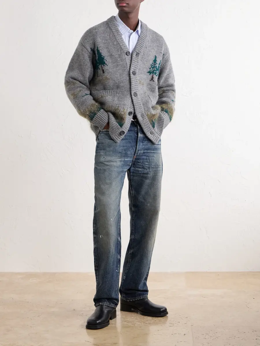 Junya Watanabe Intarsia-Knit Wool-Blend Cardigan - Men | Thumbnail 2 Junya Watanabe Intarsia-Knit Wool-Blend Cardigan - Men | Thumbnail 2