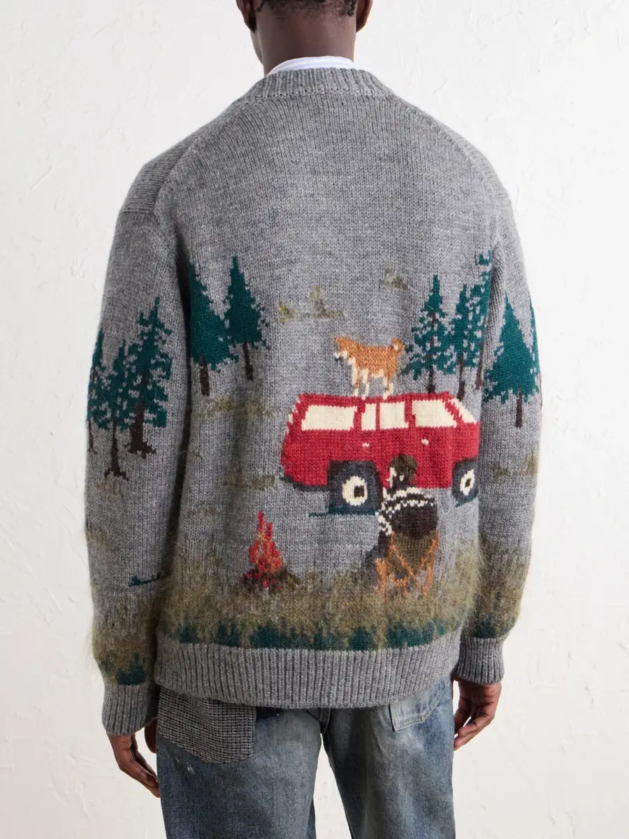 Junya Watanabe Intarsia-Knit Wool-Blend Cardigan - Men | Thumbnail 4 Junya Watanabe Intarsia-Knit Wool-Blend Cardigan - Men | Thumbnail 4