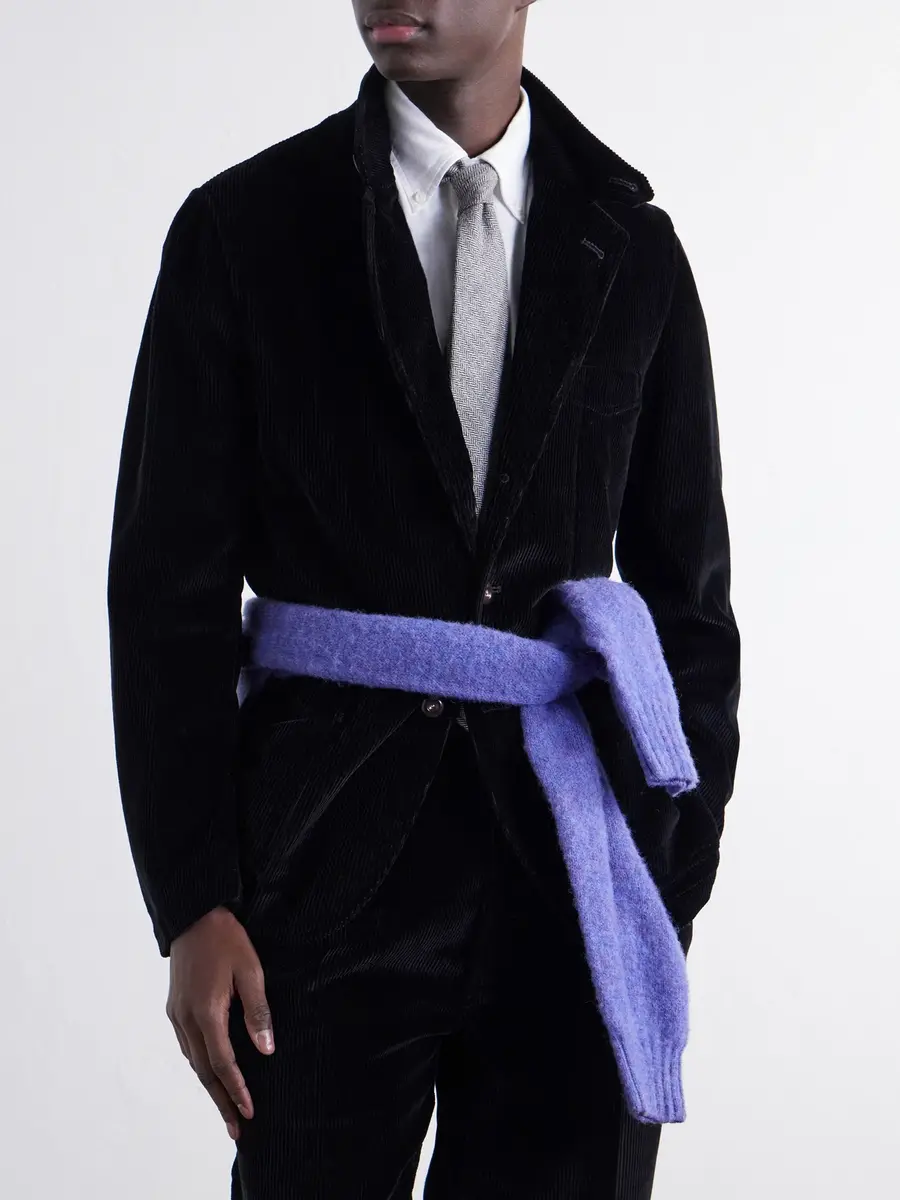 Drake's 7cm Herringbone Shetland Wool-Twill Tie - Men | Thumbnail 2