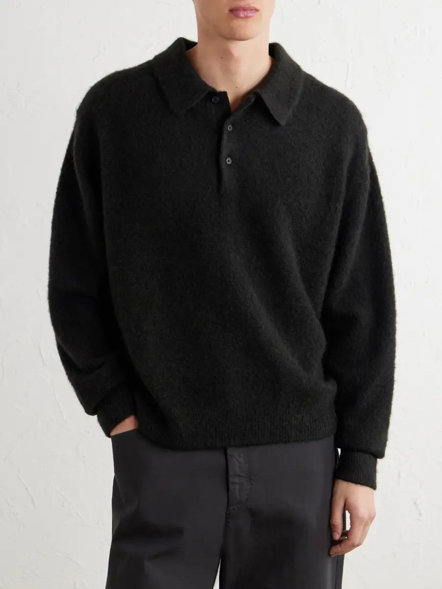 A.PRESSE Brushed Cashmere Polo Sweater - Men | Thumbnail 3