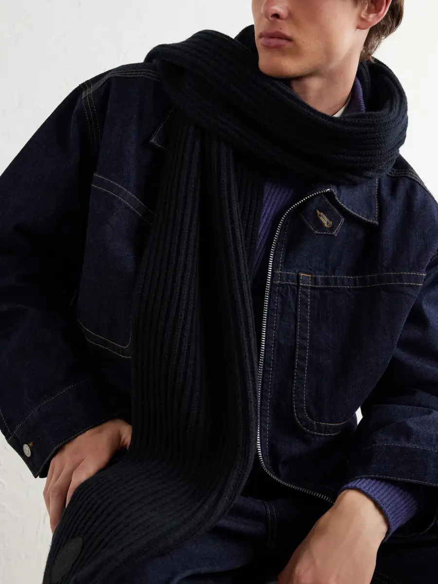 Canada Goose Logo-Appliquéd Ribbed Wool and Cashmere-Blend Scarf - Men | Thumbnail 3