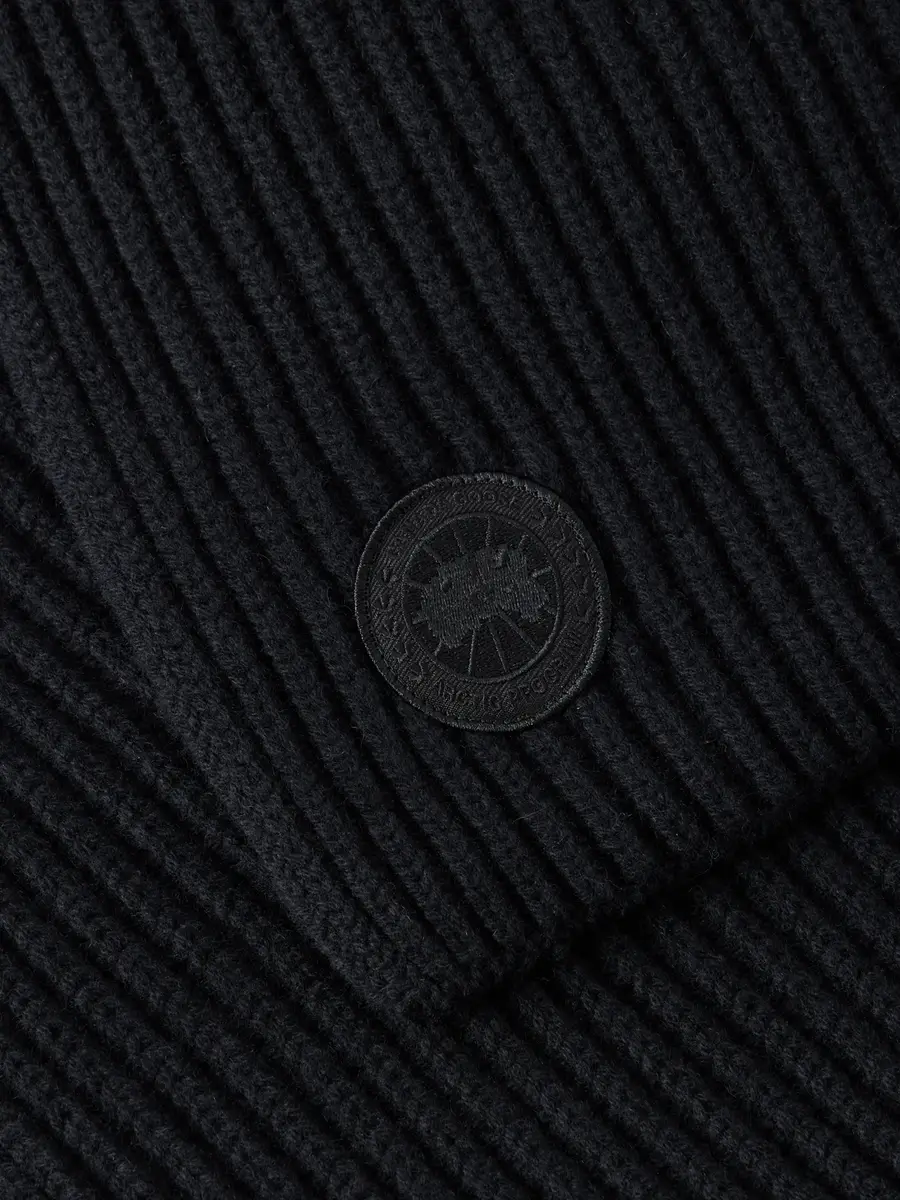 Canada Goose Logo-Appliquéd Ribbed Wool and Cashmere-Blend Scarf - Men | Thumbnail 4
