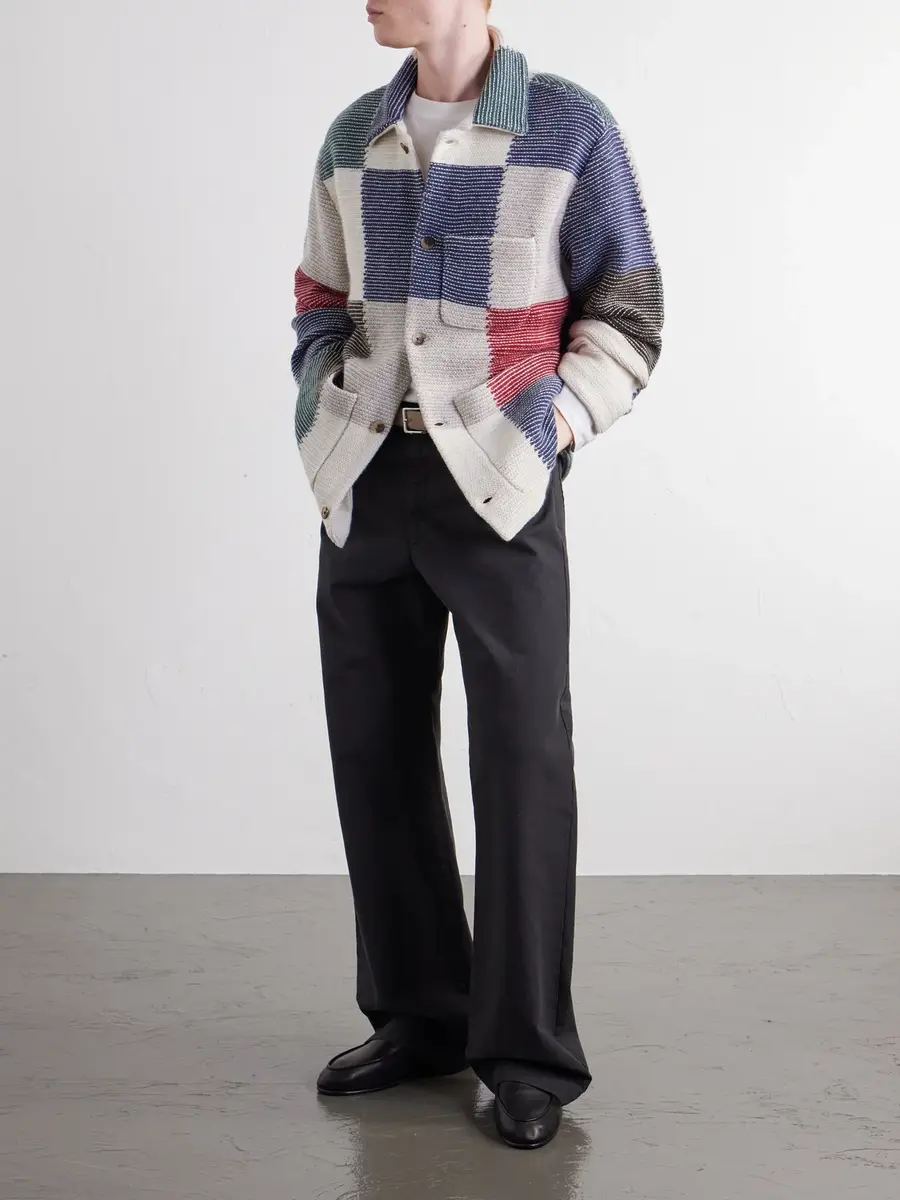 Aimé Leon Dore Patchwork Intarsia-Knit Wool-Blend Jacket - Men | Thumbnail 2