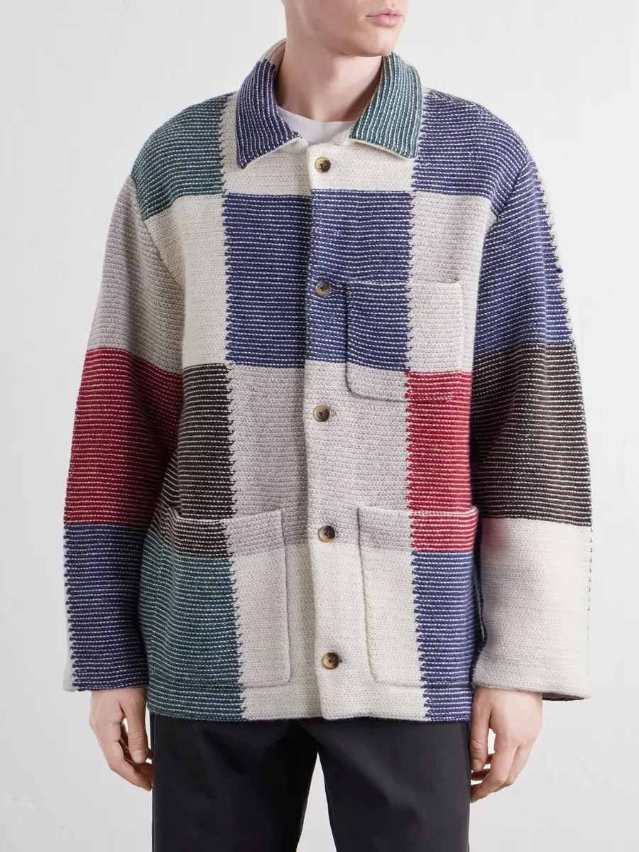 Aimé Leon Dore Patchwork Intarsia-Knit Wool-Blend Jacket - Men | Thumbnail 3