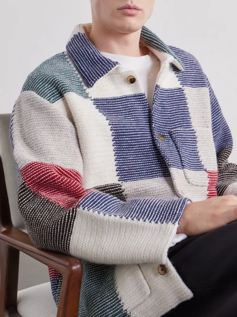 Aimé Leon Dore Patchwork Intarsia-Knit Wool-Blend Jacket - Men | Thumbnail 5