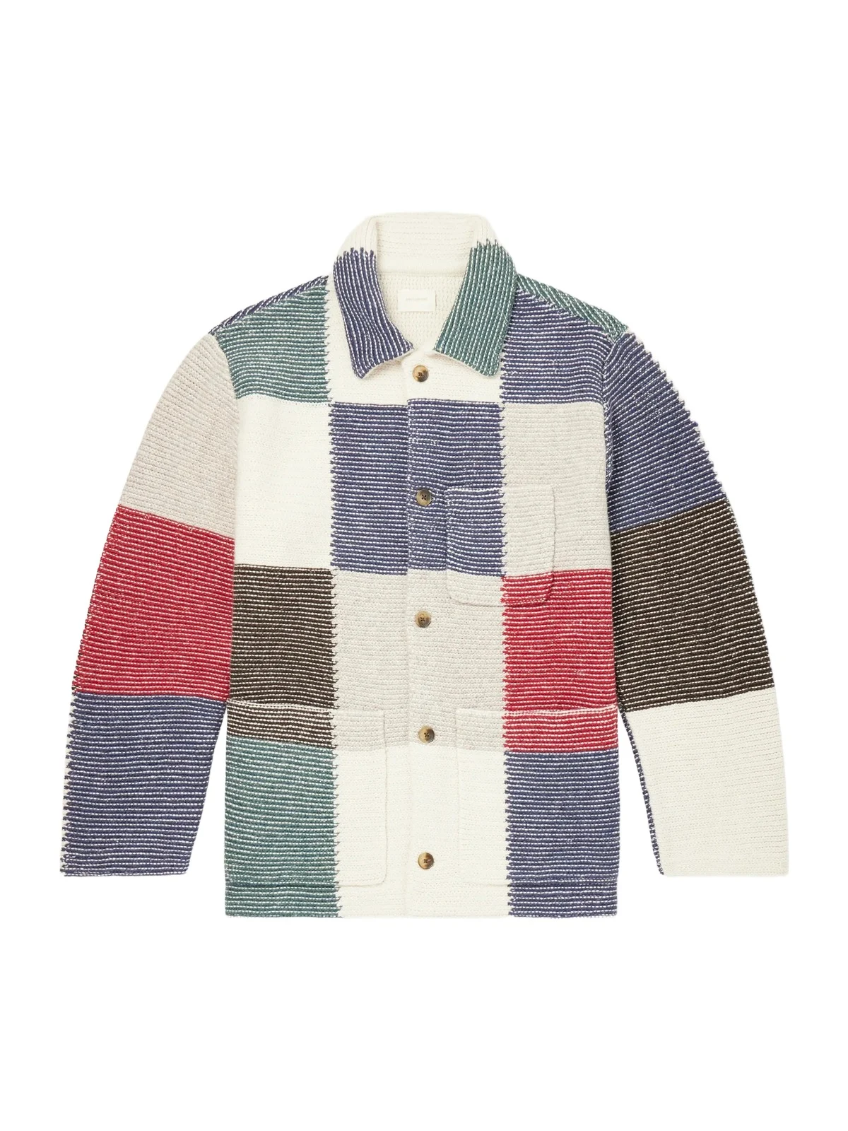 Aimé Leon Dore Patchwork Intarsia-Knit Wool-Blend Jacket - Men