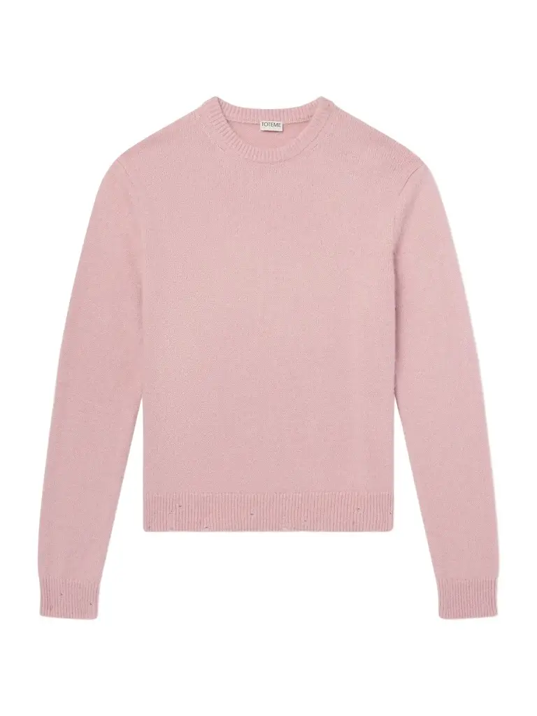 TOTEME Distressed Silk, Alpaca and Cashmere-Blend Sweater - Men