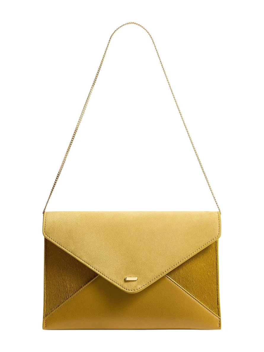 Grace Envelope Clutch In Golden Olive