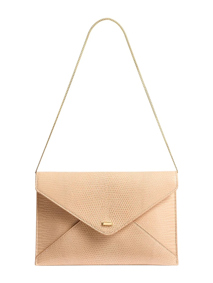 Khaite Grace Envelope Clutch In Desert Sand Lizard