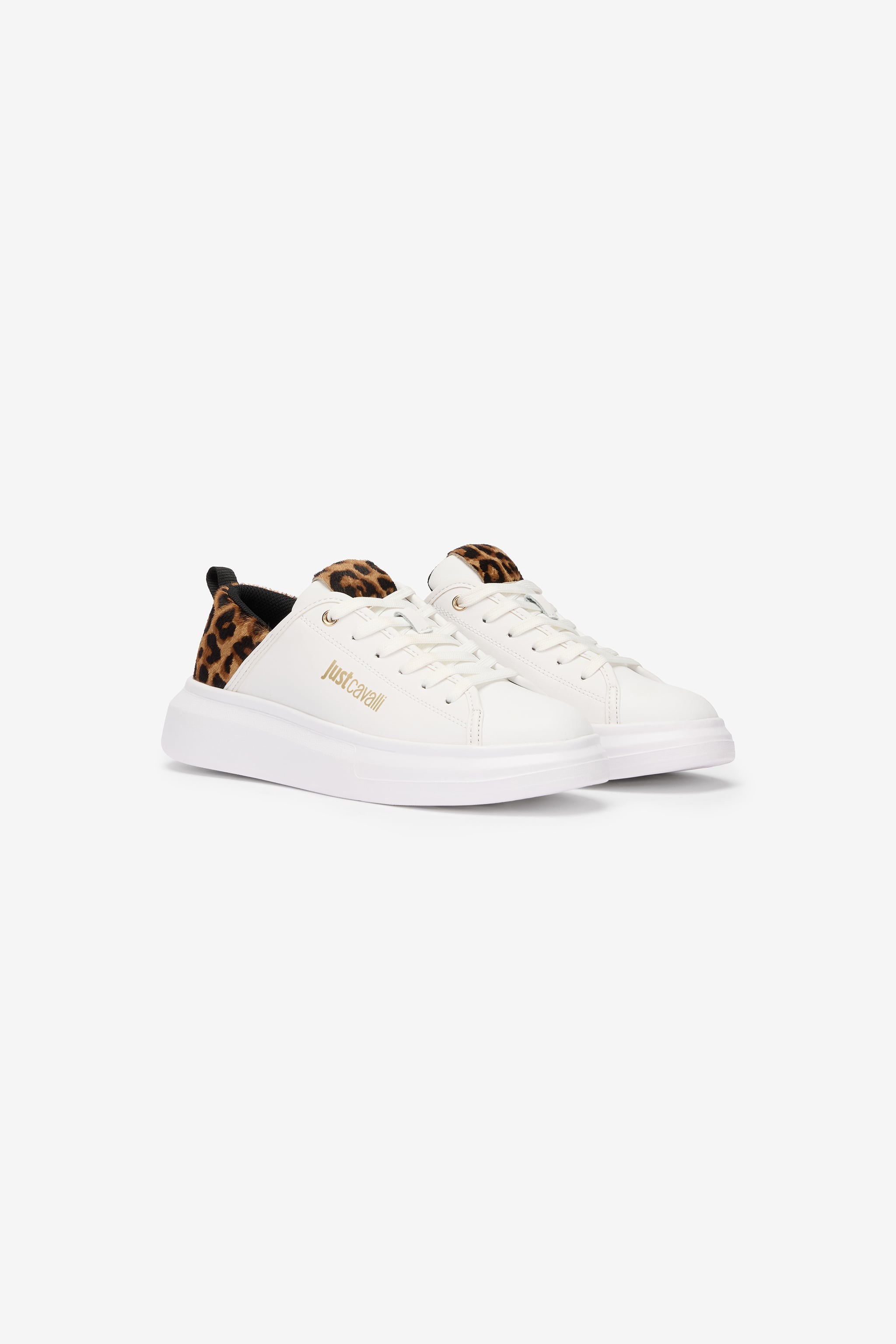 White Sneakers With Leopard Detail White Sneakers With Leopard Detail