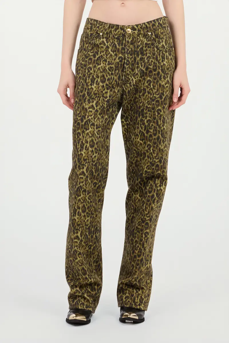 Roberto Cavalli Wide Leg Trousers Khaki Animal Print | Thumbnail 2 Roberto Cavalli Wide Leg Trousers Khaki Animal Print | Thumbnail 2