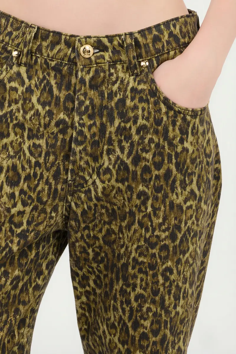 Roberto Cavalli Wide Leg Trousers Khaki Animal Print | Thumbnail 5 Roberto Cavalli Wide Leg Trousers Khaki Animal Print | Thumbnail 5
