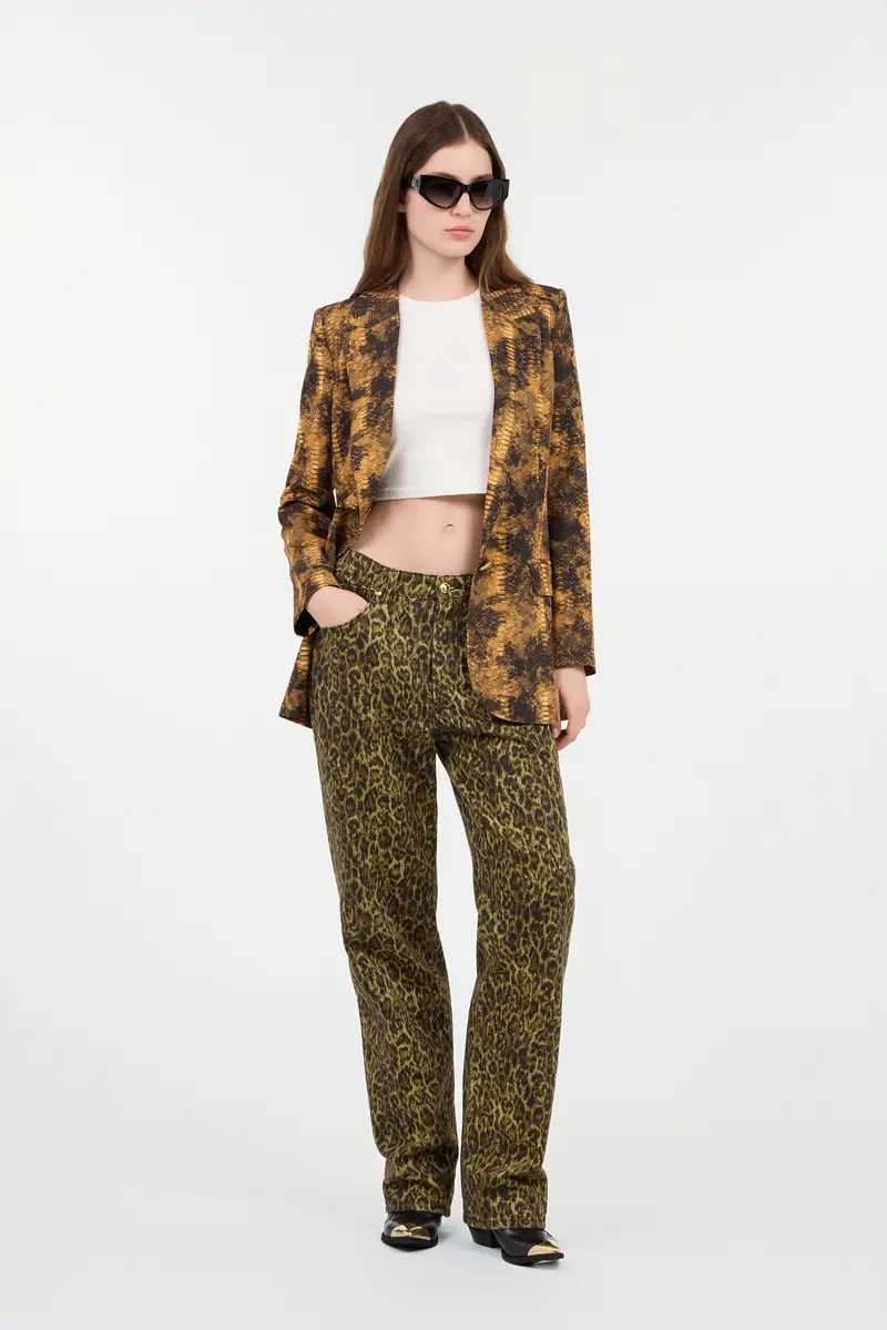 Roberto Cavalli Wide Leg Trousers Khaki Animal Print | Thumbnail 7 Roberto Cavalli Wide Leg Trousers Khaki Animal Print | Thumbnail 7