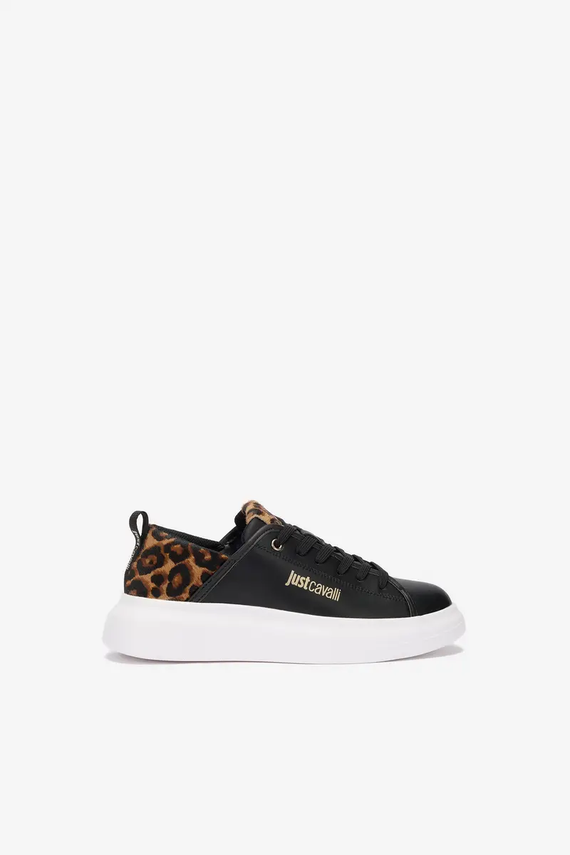 Roberto Cavalli Black Sneakers With Leopard Detail | Thumbnail 2