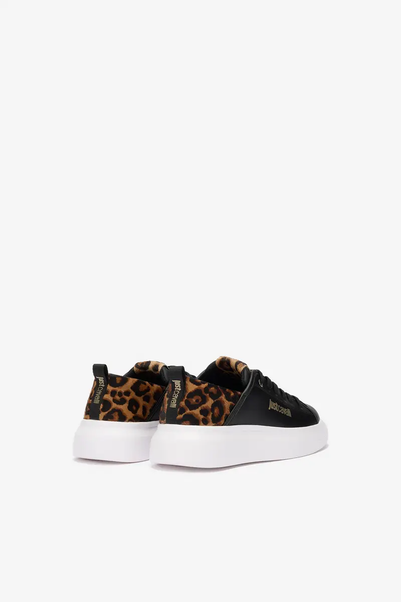 Roberto Cavalli Black Sneakers With Leopard Detail | Thumbnail 3
