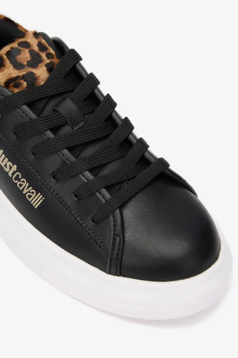 Roberto Cavalli Black Sneakers With Leopard Detail | Thumbnail 5