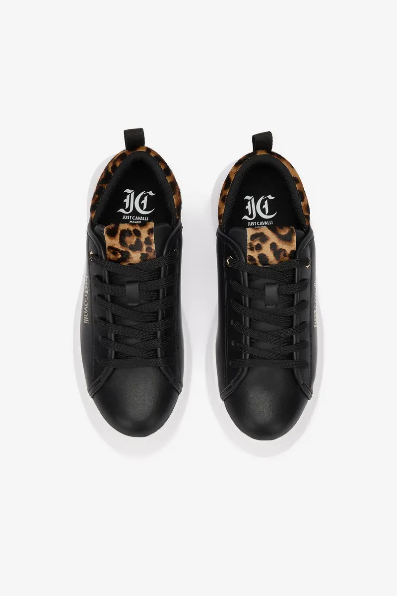 Roberto Cavalli Black Sneakers With Leopard Detail | Thumbnail 6