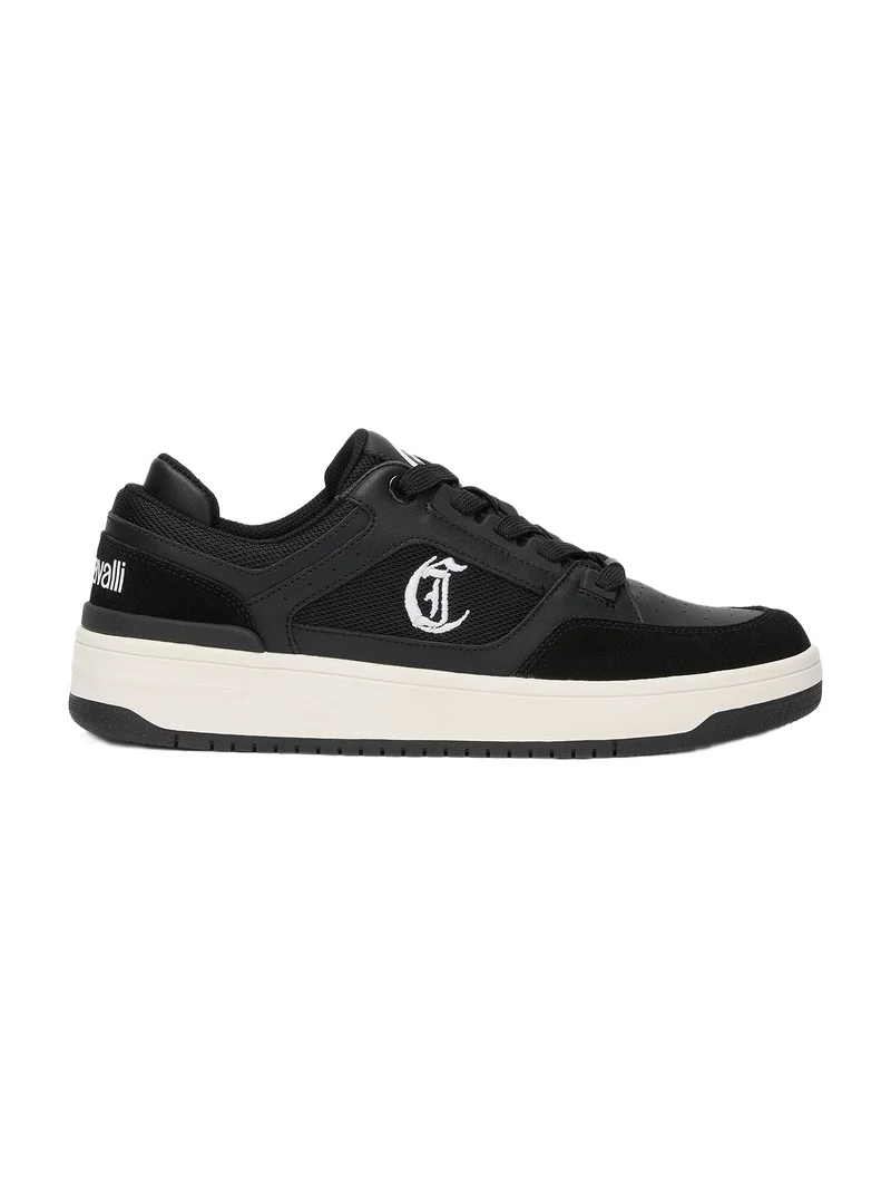 Roberto Cavalli Black Leather Sneakers