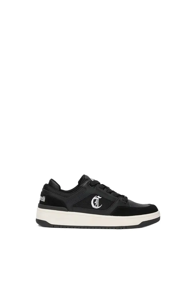 Roberto Cavalli Black Leather Sneakers