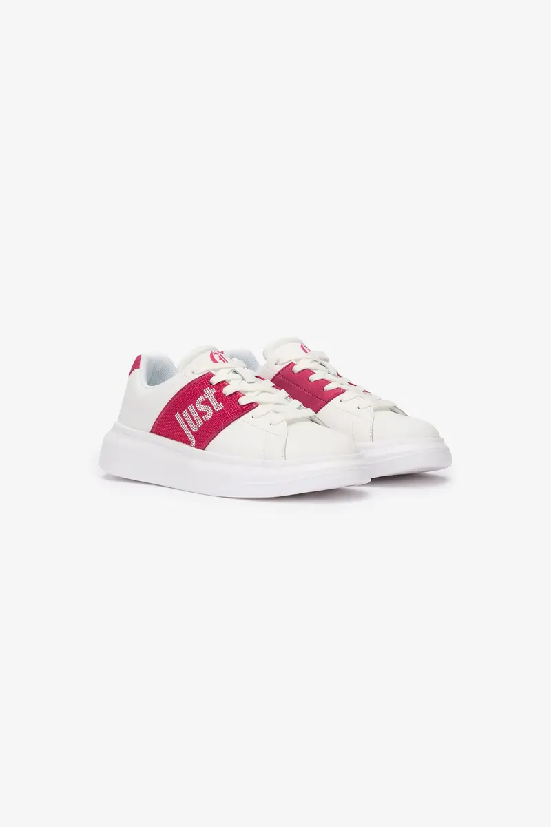 Roberto Cavalli White Sneakers With Fuchsia Side Insert | Thumbnail 2 Roberto Cavalli White Sneakers With Fuchsia Side Insert | Thumbnail 2