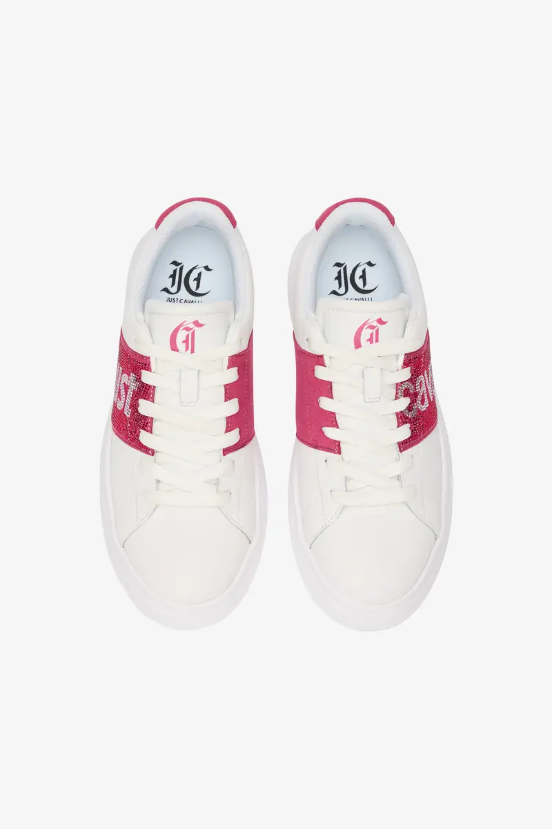 Roberto Cavalli White Sneakers With Fuchsia Side Insert | Thumbnail 5 Roberto Cavalli White Sneakers With Fuchsia Side Insert | Thumbnail 5