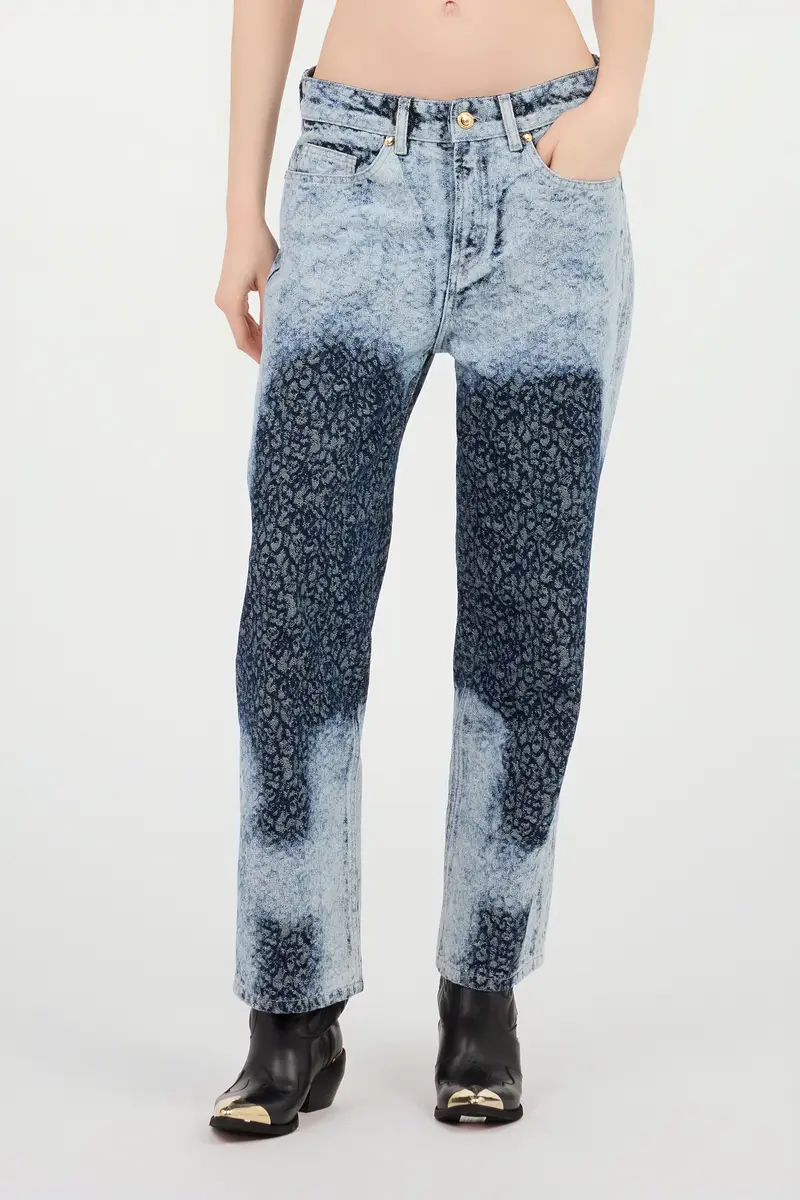Roberto Cavalli Straight Wide Leg Trousers Blue Washed Denim | Thumbnail 2 Roberto Cavalli Straight Wide Leg Trousers Blue Washed Denim | Thumbnail 2
