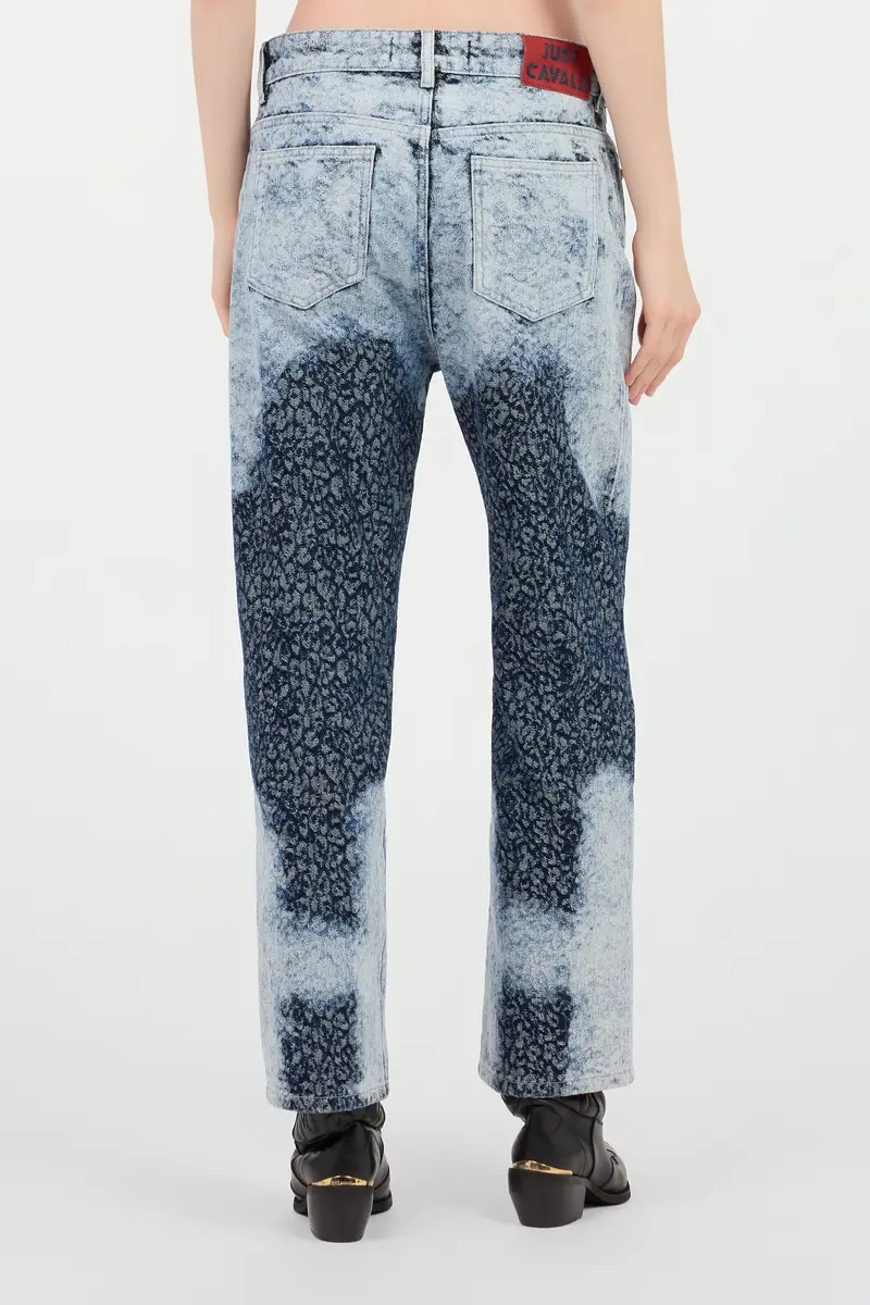 Roberto Cavalli Straight Wide Leg Trousers Blue Washed Denim | Thumbnail 3 Roberto Cavalli Straight Wide Leg Trousers Blue Washed Denim | Thumbnail 3