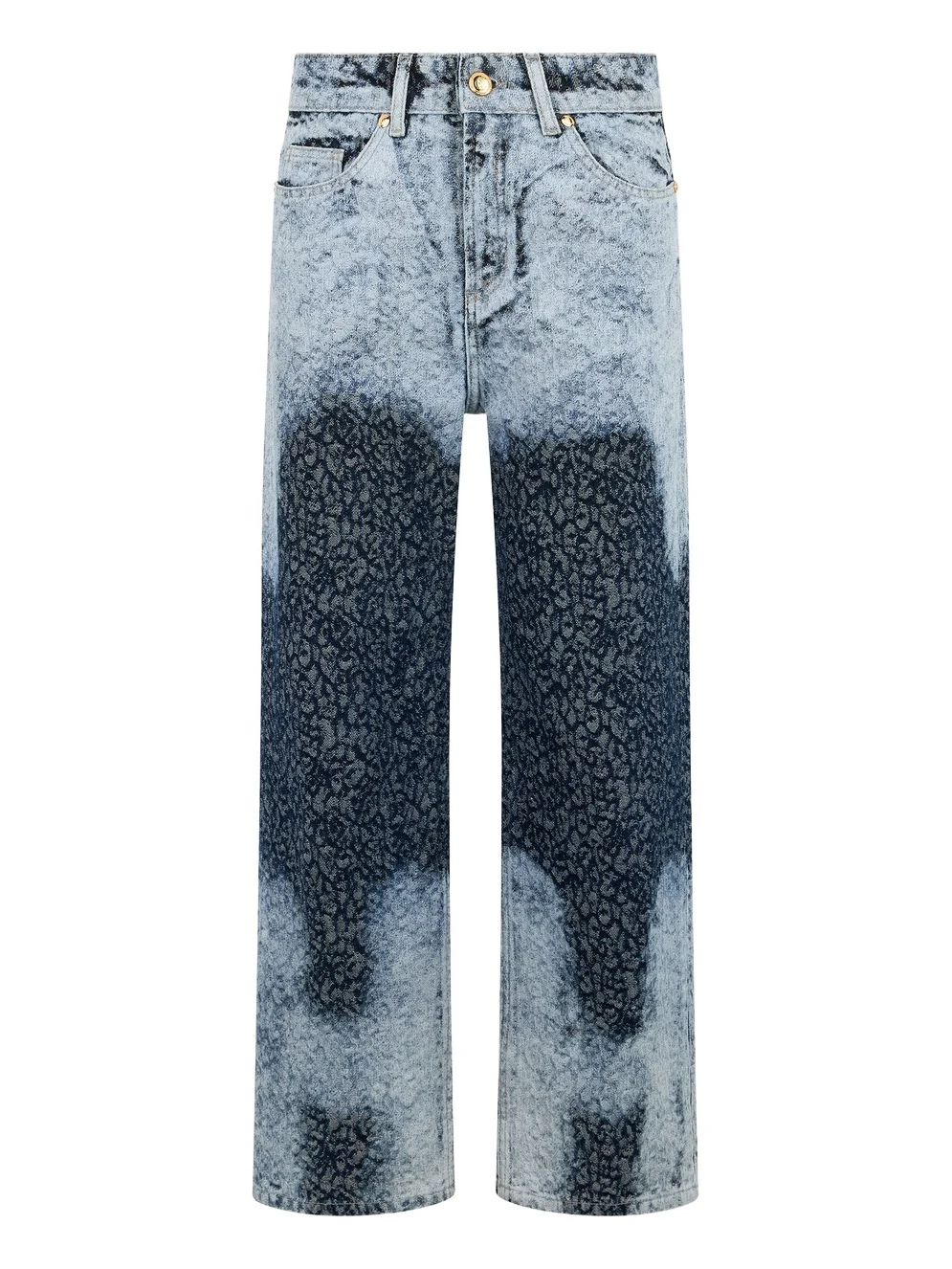 Straight Wide Leg Trousers Blue Washed Denim