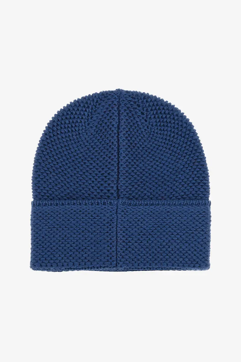 Roberto Cavalli Navy Knit Beanie Hat with Gold Emblem | Thumbnail 2 Roberto Cavalli Navy Knit Beanie Hat with Gold Emblem | Thumbnail 2