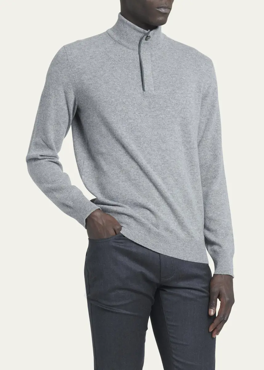 Zegna Men's Cashmere Quarter-Zip Sweater | Thumbnail 2 Zegna Men's Cashmere Quarter-Zip Sweater | Thumbnail 2
