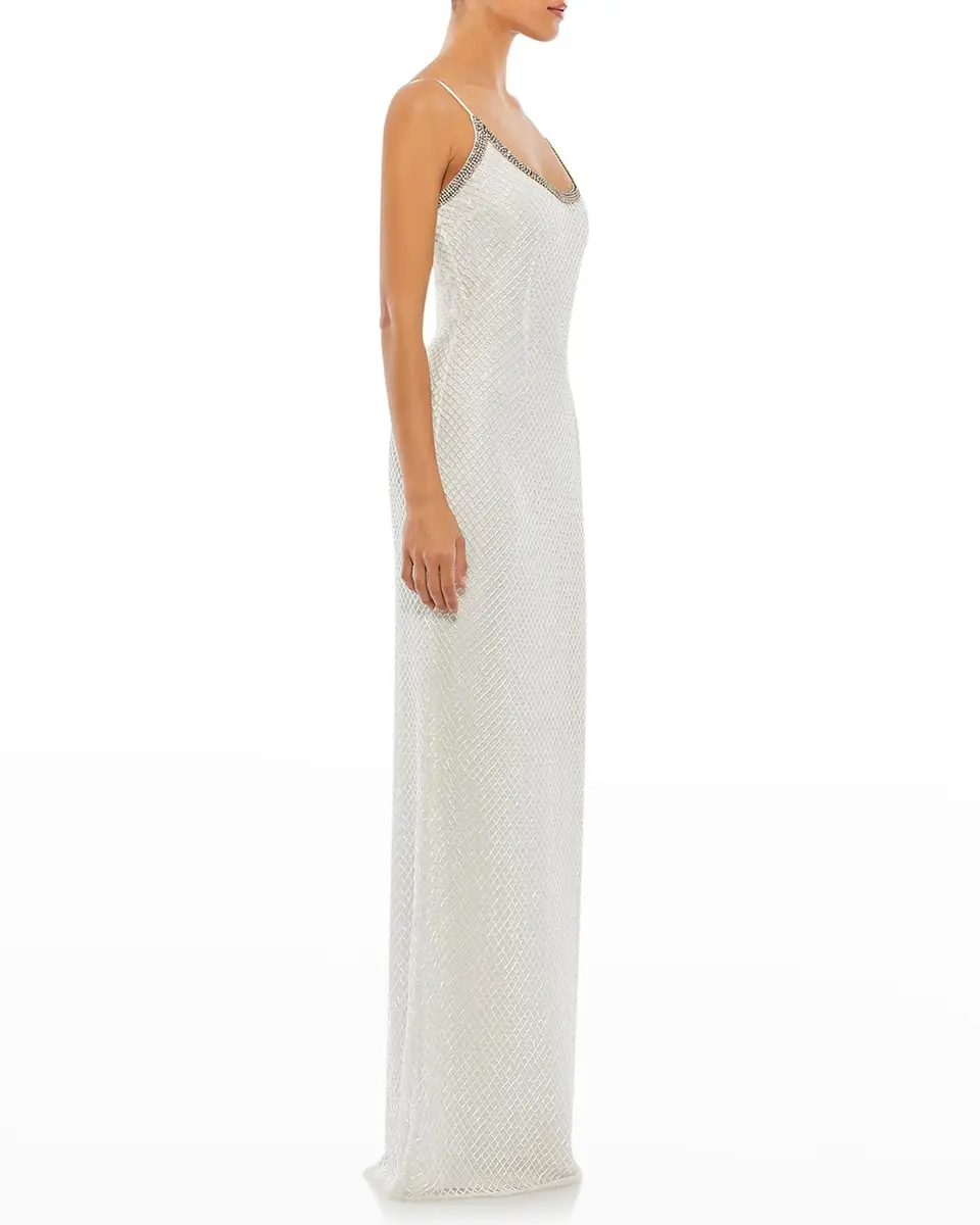 Mac Duggal Beaded Rhinestone-Embellished Column Gown | Thumbnail 2 Mac Duggal Beaded Rhinestone-Embellished Column Gown | Thumbnail 2