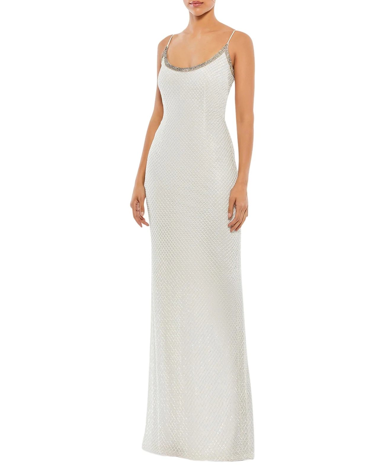 Mac Duggal Beaded Rhinestone-Embellished Column Gown