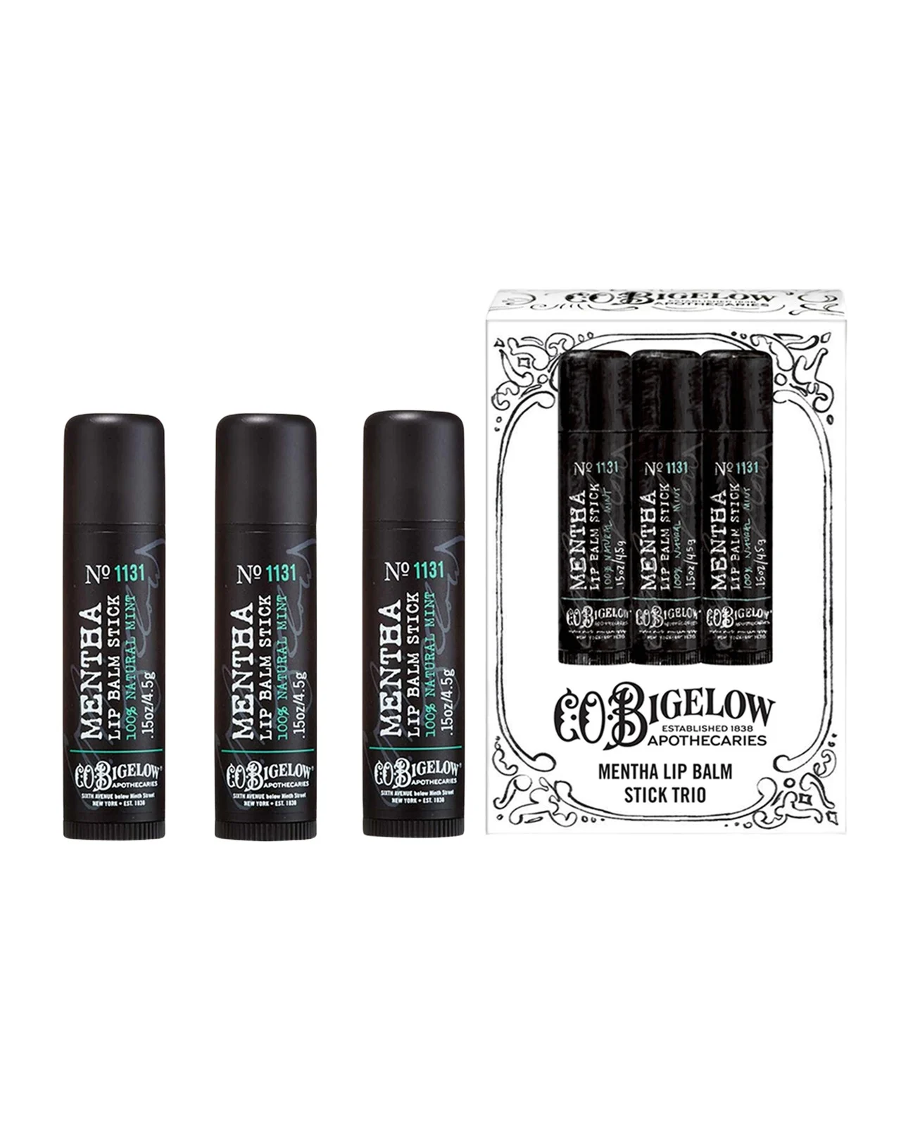 C.O. Bigelow Mentha Lip Balm Stick Trio Box Set
