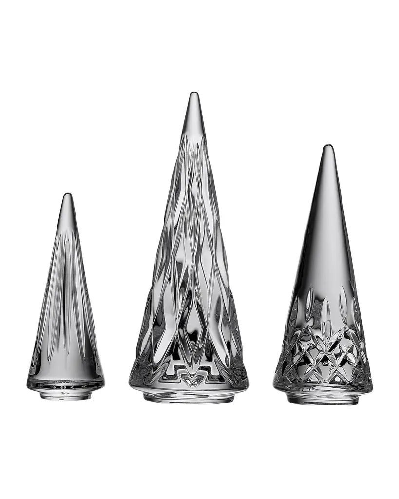 Waterford Crystal Standing Crystal Christmas Trees, Set of 3