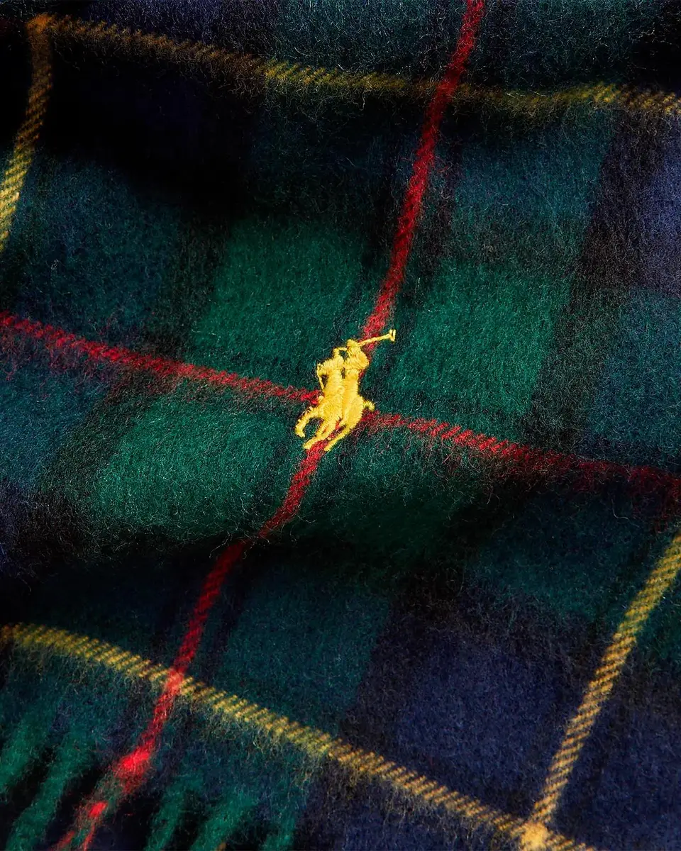 Polo Ralph Lauren Men's Tartan Lambswool-Cashmere Scarf | Thumbnail 2 Polo Ralph Lauren Men's Tartan Lambswool-Cashmere Scarf | Thumbnail 2