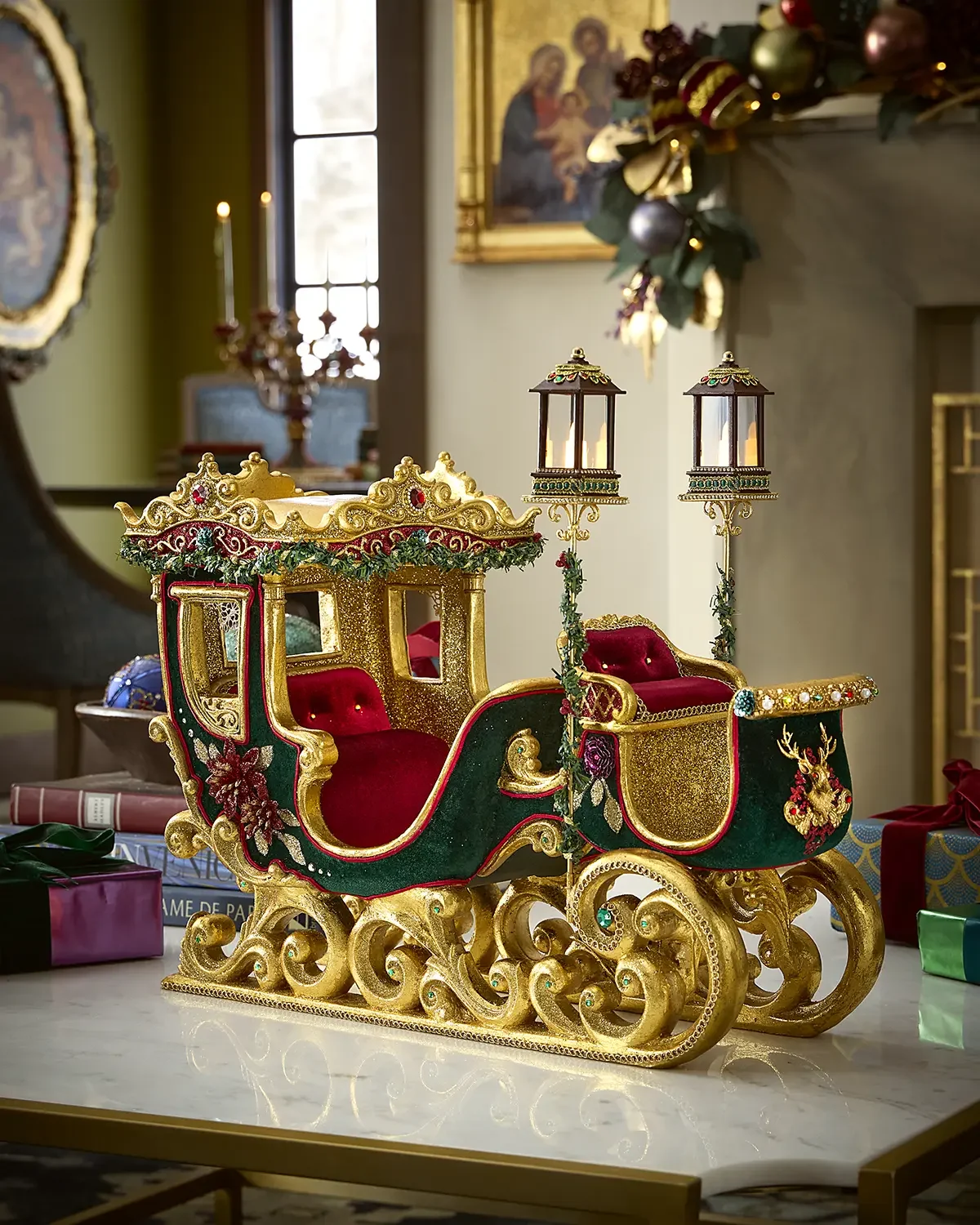 Katherine 's Collection Winter Balsam and Berry Sleigh Christmas Decoration