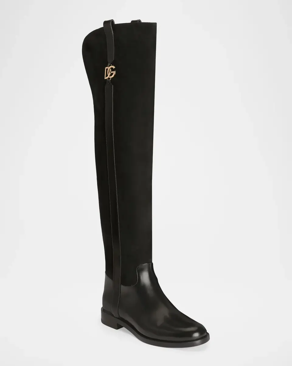 Dolce & Gabbana DG Equestrian Mixed Leather Over-The-Knee Boots | Thumbnail 2