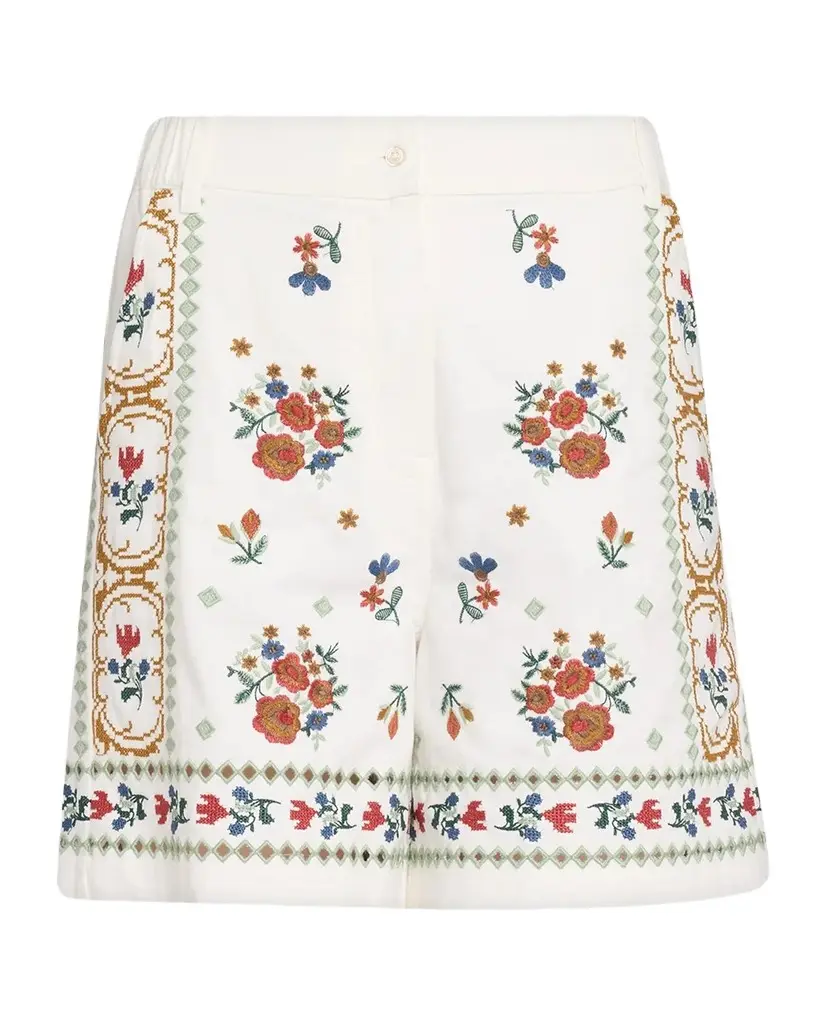 Wide-Leg Embroidered Cotton Twill Shorts Wide-Leg Embroidered Cotton Twill Shorts
