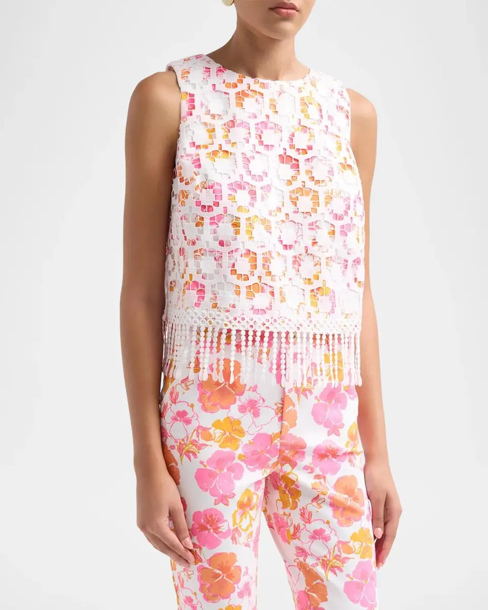 Lilly Pulitzer Annaleese Fringed Floral Lace Crop Top | Thumbnail 4 Lilly Pulitzer Annaleese Fringed Floral Lace Crop Top | Thumbnail 4