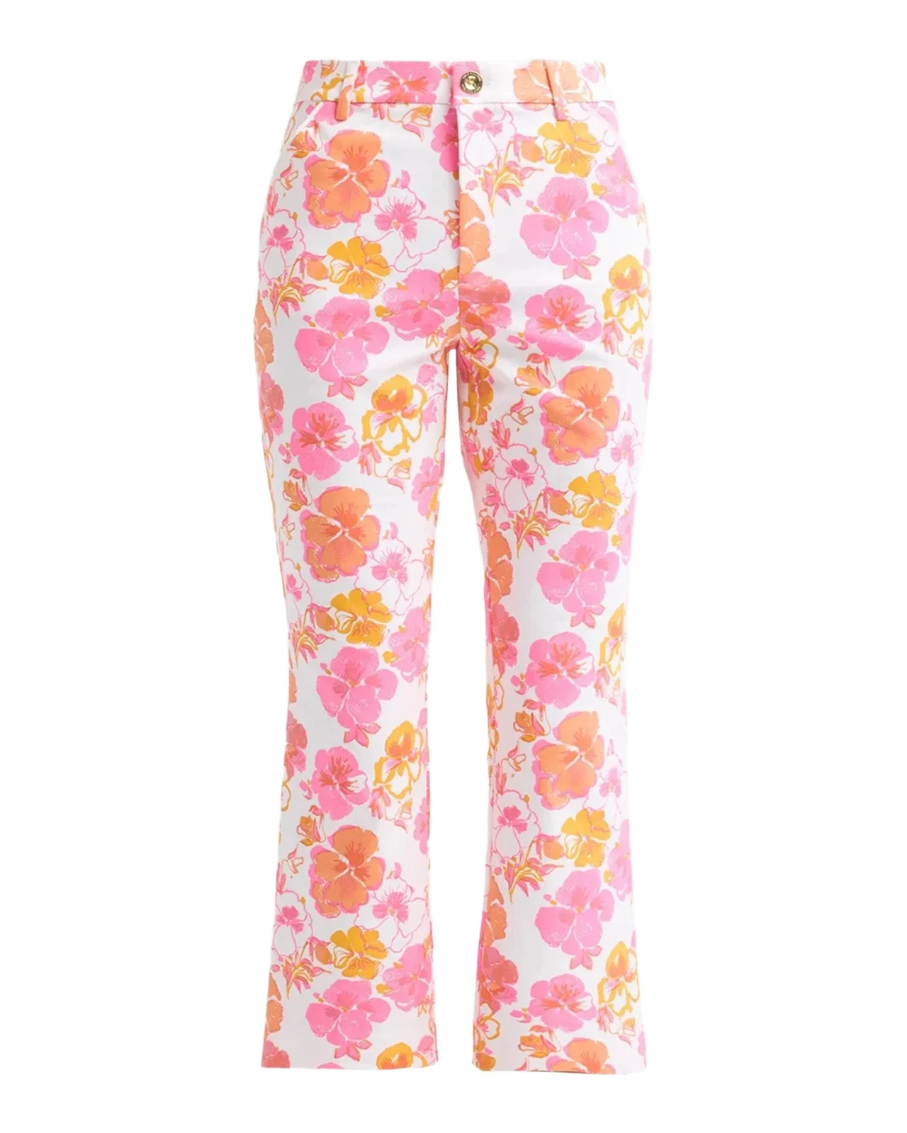 Carwyn Floral Flare-Leg Cropped Pants Carwyn Floral Flare-Leg Cropped Pants