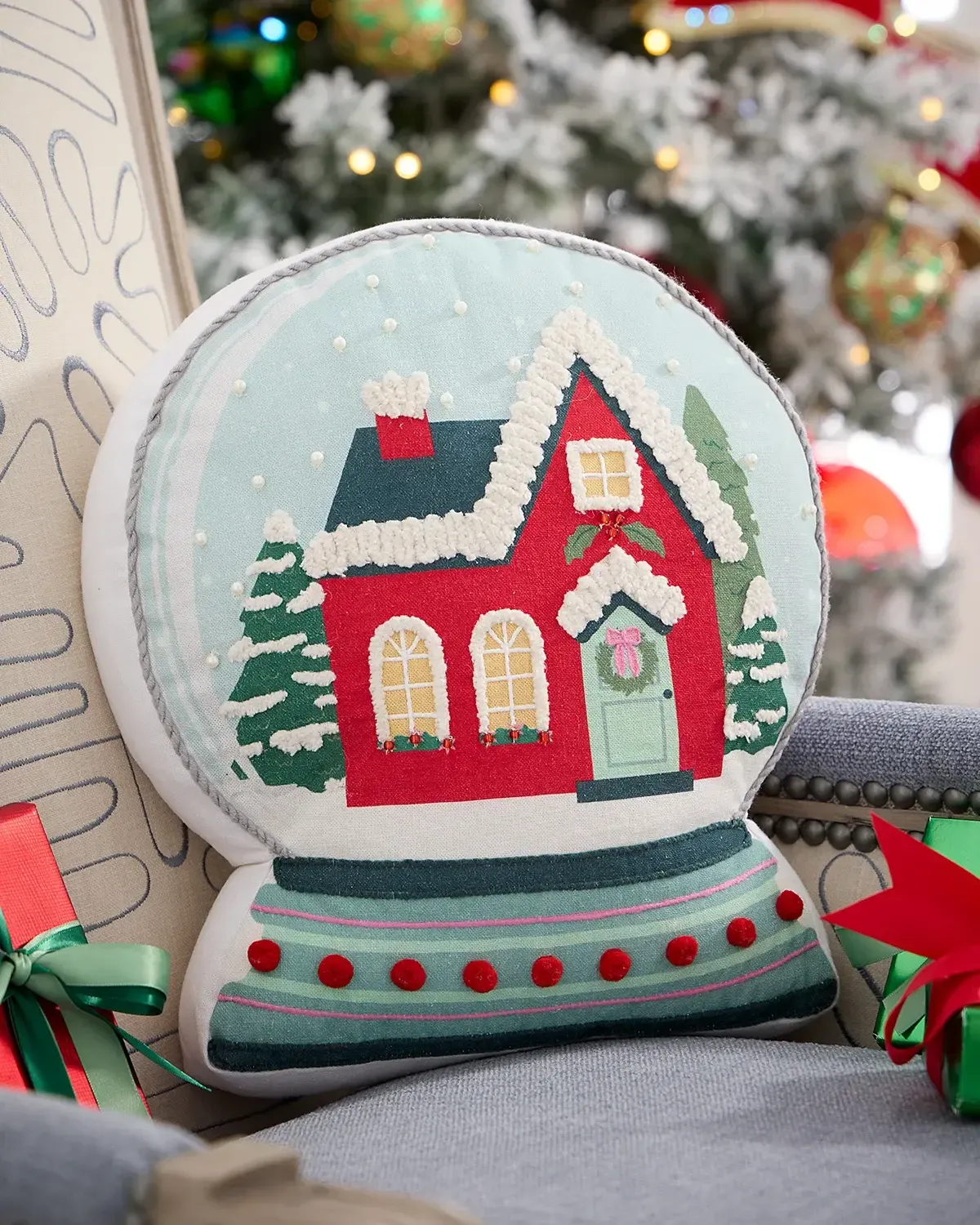 C & F Village Snow Globe-Shaped Pillow, 12" x 14"