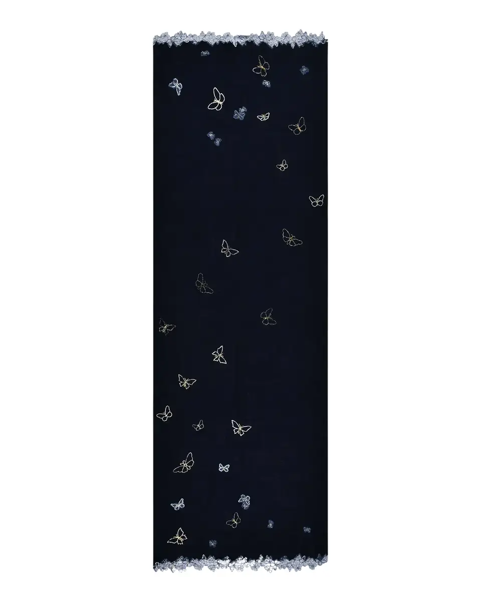JANAVI INDIA Midnight Flutter Cashmere Scarf | Thumbnail 2 JANAVI INDIA Midnight Flutter Cashmere Scarf | Thumbnail 2