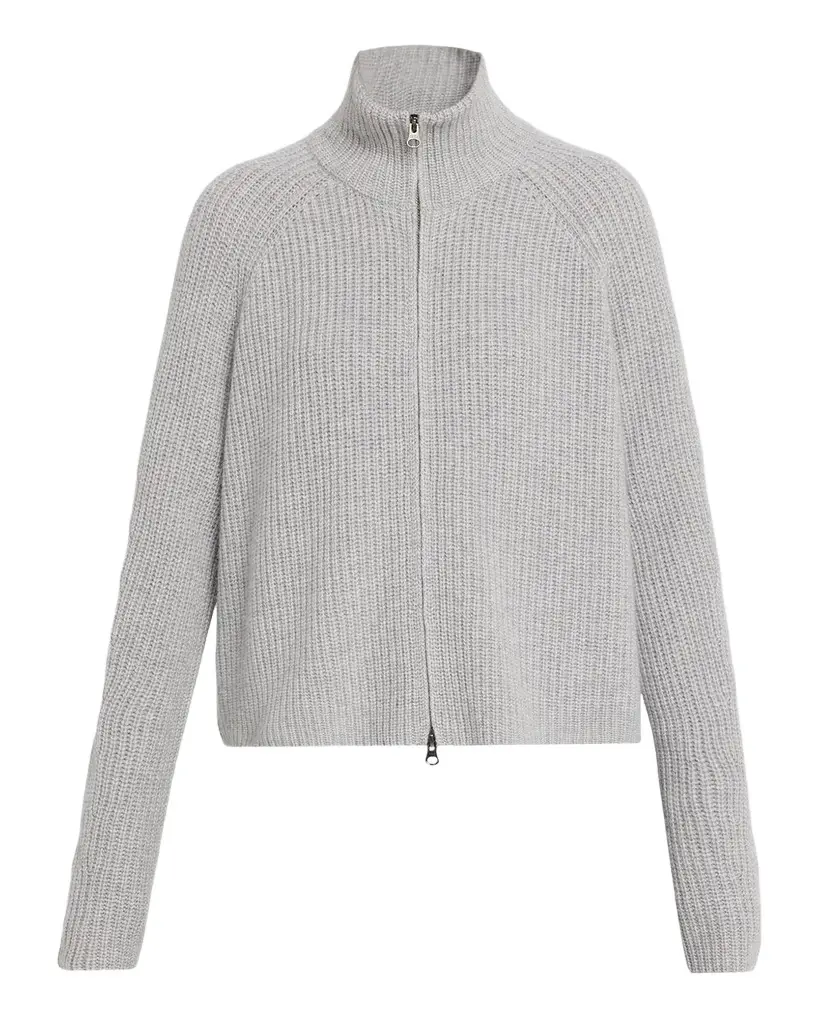 Sadie Cashmere Rib Zip Cardigan