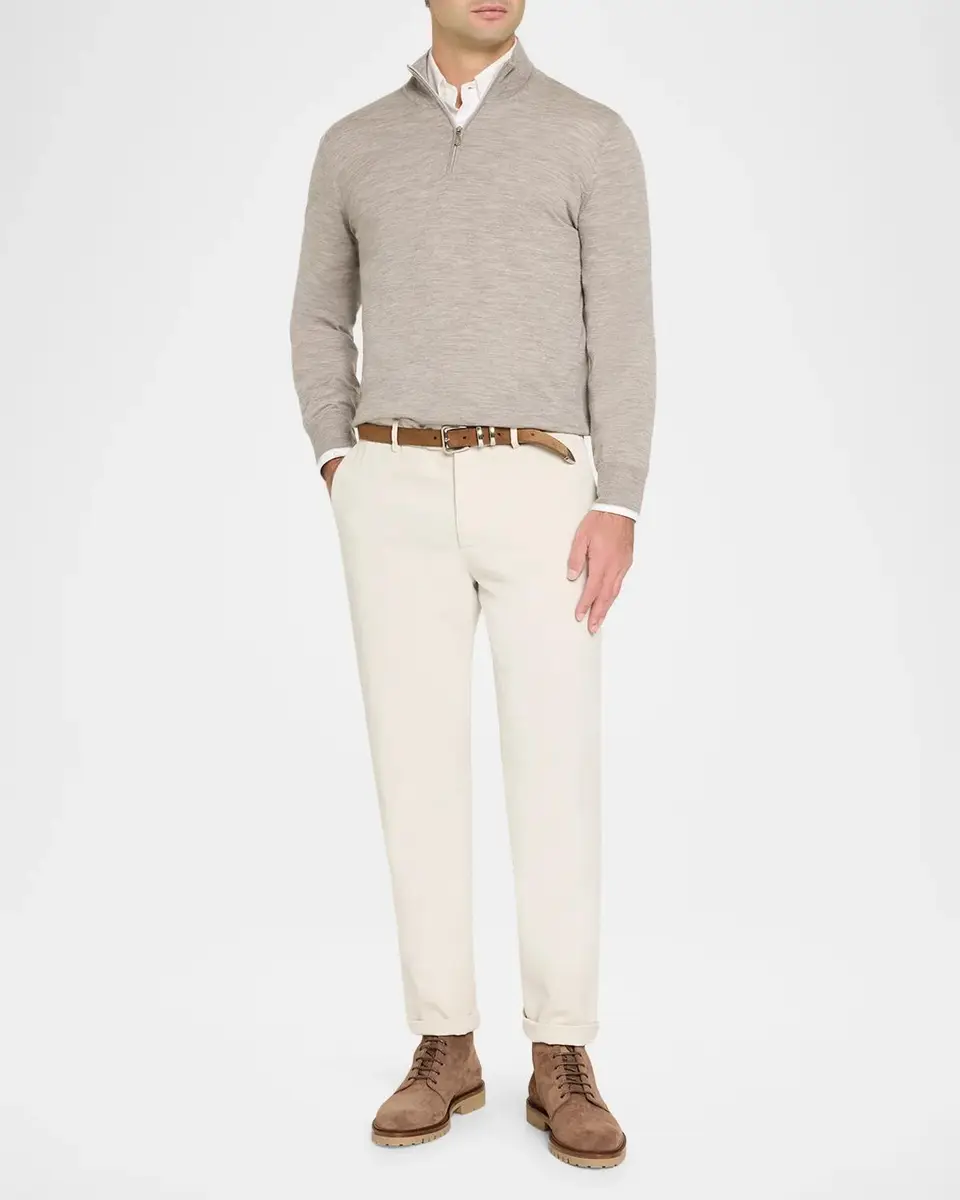 Brunello Cucinelli Men's Cashmere Fine-Gauge Quarter-Zip Sweater | Thumbnail 2 Brunello Cucinelli Men's Cashmere Fine-Gauge Quarter-Zip Sweater | Thumbnail 2