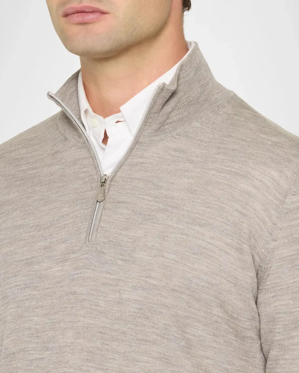 Brunello Cucinelli Men's Cashmere Fine-Gauge Quarter-Zip Sweater | Thumbnail 5 Brunello Cucinelli Men's Cashmere Fine-Gauge Quarter-Zip Sweater | Thumbnail 5