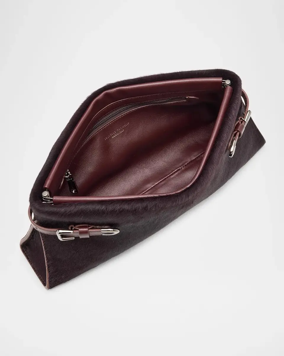 Brunello Cucinelli Leather-Trim Calf Hair Clutch Bag | Thumbnail 4