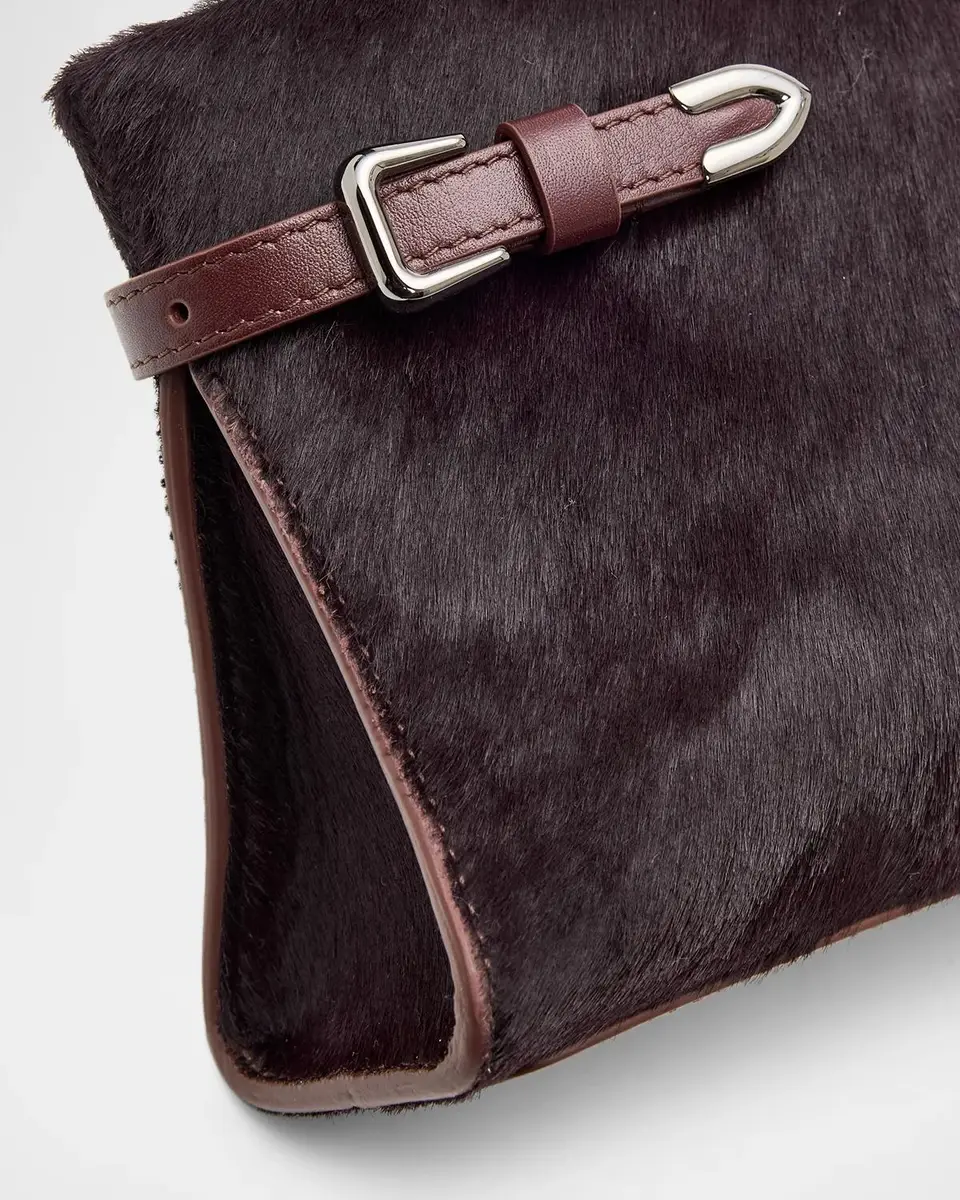 Brunello Cucinelli Leather-Trim Calf Hair Clutch Bag | Thumbnail 6